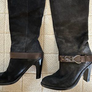 Cole Haan boots, black with brown leather trim, size 8